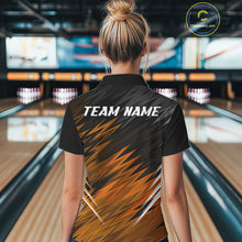 Load image into Gallery viewer, Orange and Black Bowling Shirts For Women Custom Name and Team name  Bowling Jerseys Bowlers Outfit NQS11002