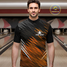 Load image into Gallery viewer, Orange and Black Bowling Shirts For Men Custom Name and Team name  Bowling Jerseys Bowlers Outfit NQS11002