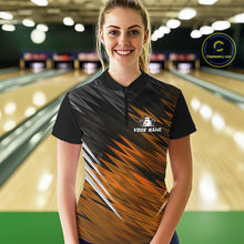 Load image into Gallery viewer, Orange and Black Bowling Shirts For Women Custom Name and Team name  Bowling Jerseys Bowlers Outfit NQS11002