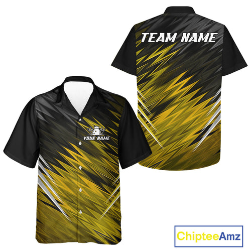 Yellow and Black Hawaiian Bowling shirt Custom Name and Team name  Bowling Jerseys Bowlers Outfit NQS11003