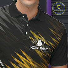 Load image into Gallery viewer, Yellow and Black Bowling Shirts For Men Custom Name and Team name  Bowling Jerseys Bowlers Outfit NQS11003