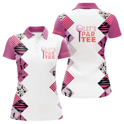 Pink and White Women golf polo shirts custom Let's par tee golf tops for ladies golfing gifts jersey NQS9136