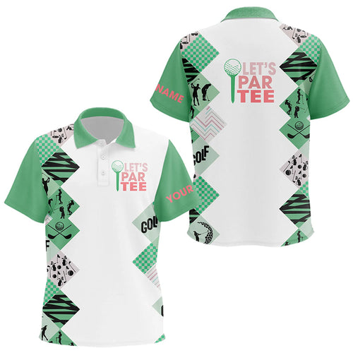 Green and White Kid Golf Polo Shirts custom Let's par tee golf tops for Kid golfing gifts NQS9137