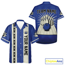 Load image into Gallery viewer, Blue Retro Bowling Hawaiian Shirt Custom Vintage Bowling Team Button up shirts NQS11212