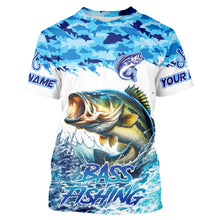 Load image into Gallery viewer, Bass fishing Blue ocean camo Custom UV protection fishing long sleeve shirt, Bass Fishing jerseys NQS9341