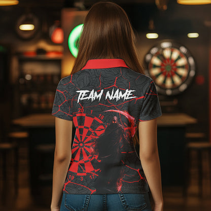 Women Darts shirts Custom black and red reaper skull Darts Team Jerseys, Darts gifts NQS9481