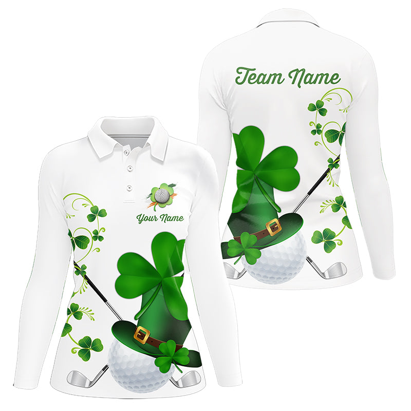 Green shamrock golf ball clubs Lucky Women polo golf shirts Custom St Patrick Day team golf jerseys NQS9482