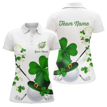 Load image into Gallery viewer, Green shamrock golf ball clubs Lucky Women polo golf shirts Custom St Patrick Day team golf jerseys NQS9482