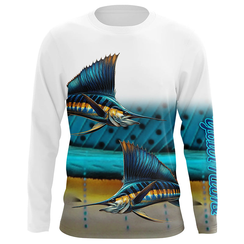 Sailfish Fishing scales Customize Name UV protection fishing Shirts, personalized fishing jerseys NQS269