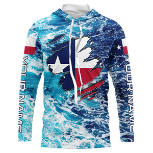 Blue sea wave ocean camo Texas flag patriot shirt Custom sun protection fishing long sleeve shirts NQS5430