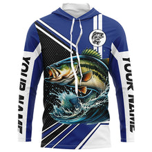 Load image into Gallery viewer, Personalized Largemouth Bass fishing Long Sleeve Performance Fishing Shirt, Bass fishing jersey | Blue NQS7598