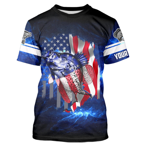 Crappie Fishing American Flag patriotic Custom Crappie Fishing shirts, personalized fishing gift NQS430
