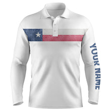 Load image into Gallery viewer, Texas flag white Mens golf polo shirts custom patriotic golf tops for mens, personalized golf gifts NQS5894