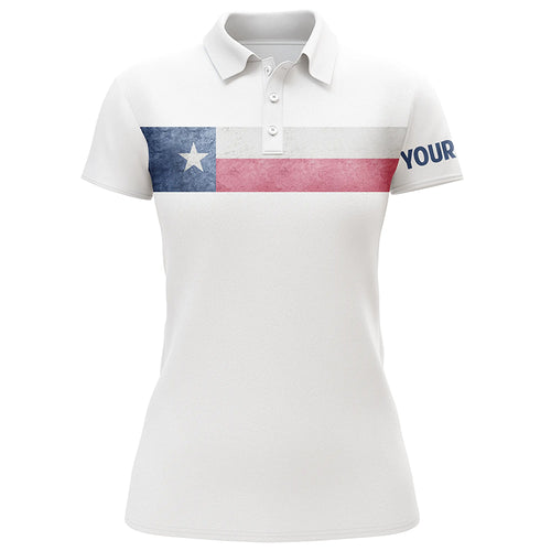 Texas flag white Womens golf polo shirts custom patriotic golf tops for womens, golf gifts NQS5894