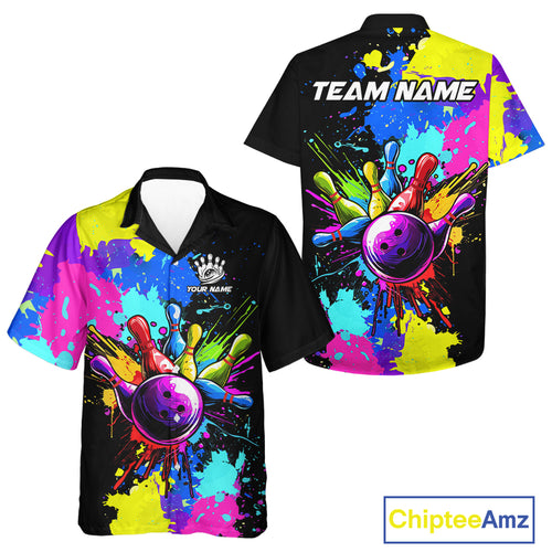 Colorful bowling jerseys Bowling Hawaiian shirt Custom Bowling Team shirt for bowlers NQS10240