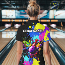 Load image into Gallery viewer, Colorful bowling jerseys Bowling Polo, 1/4 Zip Shirt for Women Custom Bowling Team shirt for bowlers NQS10240