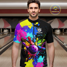 Load image into Gallery viewer, Colorful bowling jerseys Bowling Polo, 1/4 Zip Shirt for Men Custom Bowling Team shirts for bowlers NQS10240
