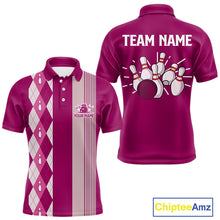 Load image into Gallery viewer, Retro Pink argyle pattern Bowling shirts For Men custom bowling team jerseys Bowler Outfits NQS10403