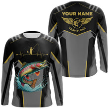 Load image into Gallery viewer, Personalized Black Rainbow trout Fishing jersey, Team trout Fishing Long Sleeve tournament shirts NQS6319