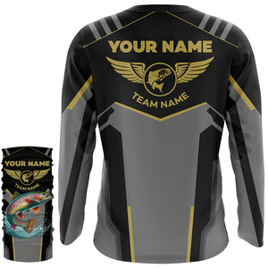 Personalized Black Rainbow trout Fishing jersey, Team trout Fishing Long Sleeve tournament shirts NQS6319