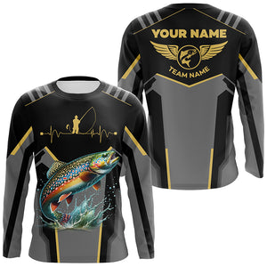 Personalized Black Brook trout Fishing jerseys, Team trout Fishing Long Sleeve tournament shirts NQS6320