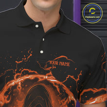 Load image into Gallery viewer, Mens bowling polo, 1/4 zip shirts Custom orange flame skull bowling team jerseys, gift for Bowlers NQS10613