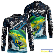 Load image into Gallery viewer, Custom Mahi Mahi Fishing Camo Long Sleeve Fishing Shirts, Personalized Mahi Mahi Fishing Team Jersey NQS10843