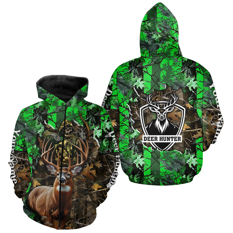 Deer Hunting big game green camo Grim Reaper Custom Name 3D All over print shirts gifts for Hunters NQS4292