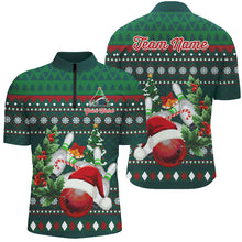 Load image into Gallery viewer, Funny ugly Christmas Green Men&#39;s Bowling Shirts Custom Team Bowling Jerseys Xmas Gift for bowlers NQS8894