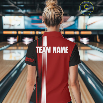 Retro Black & Red Christmas Santa Bowling shirts For Women custom bowling team jerseys Bowler Outfits NQS11011
