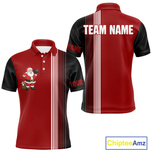 Retro Black and Red Christmas Santa Bowling shirts For Men custom bowling team jerseys Bowler Outfits NQS11011