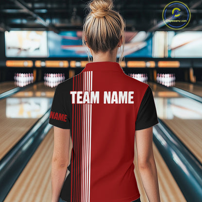 Retro Black & Red Christmas Santa Bowling shirts For Women custom bowling team jerseys Bowler Outfits NQS11011