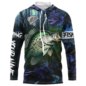 Crappie Fishing blue camo fishing team crappie Custom name Long Sleeve UV protection fishing shirts NQSD93