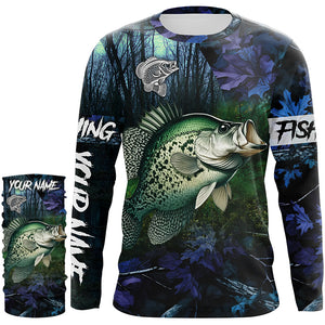 Crappie Fishing blue camo fishing team crappie Custom name Long Sleeve UV protection fishing shirts NQSD93