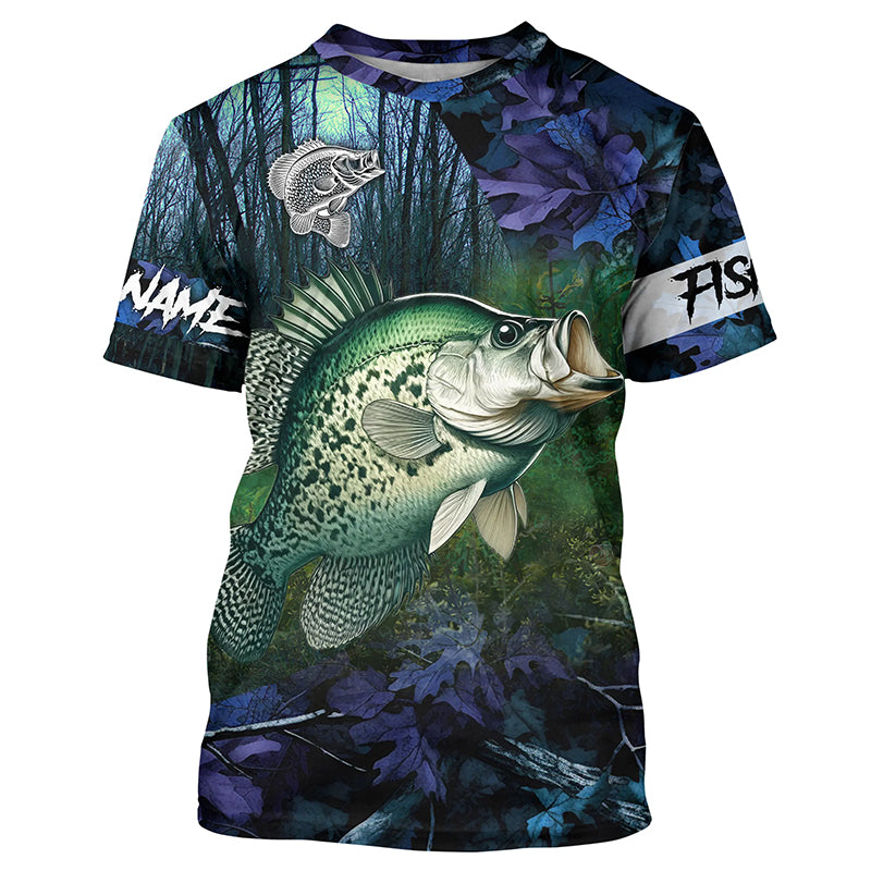 Crappie Fishing blue camo fishing team crappie Custom name Long Sleeve UV protection fishing shirts NQSD93