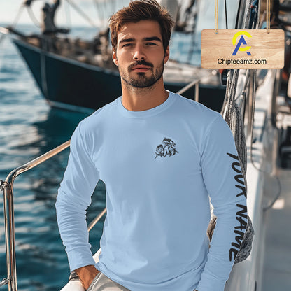 Personalized offshore Fishing jerseys, Mahi mahi, Wahoo, Tuna tournament fishing shirts | Light Blue NQS11218