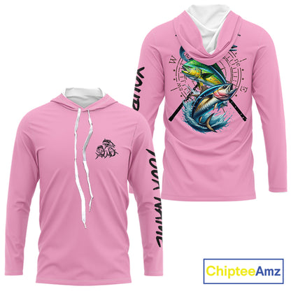 Personalized offshore Fishing jerseys, Mahi mahi, Wahoo, Tuna tournament fishing shirts | Light Pink NQS11220
