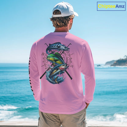 Personalized offshore Fishing jerseys, Mahi mahi, Wahoo, Tuna tournament fishing shirts | Light Pink NQS11220
