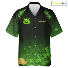 Load image into Gallery viewer, Green flame shamrock St Patrick's Day button-up bowling shirts custom team bowling league jerseys NQS11412
