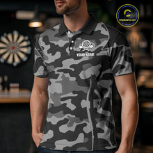 Load image into Gallery viewer, Deer Skull Darts Board Gray Camo Darts Polo, Quarter zip Shirts For Men Custom Team Darts Jersey NQS9934