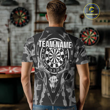 Load image into Gallery viewer, Deer Skull Darts Board Gray Camo Darts Polo, Quarter zip Shirts For Men Custom Team Darts Jersey NQS9934