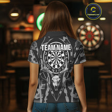 Load image into Gallery viewer, Deer Skull Darts Board Gray Camo Darts Polo, Quarter zip Shirts For Women Custom Team Darts Jersey NQS9934