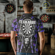 Load image into Gallery viewer, Deer Skull Darts Board Purple Camo Darts Polo, Quarter zip Shirts For Men Custom Team Darts Jersey NQS9935