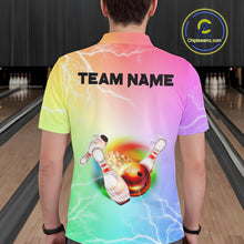 Load image into Gallery viewer, Gradient colorful rainbow lightning thunder storm Bowling Shirts for Men Custom Team Bowling jerseys NQS9941