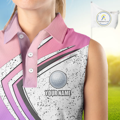 Women sleeveless golf polo shirts purple gradient custom team golf shirts, golf tops for ladies NQS10089
