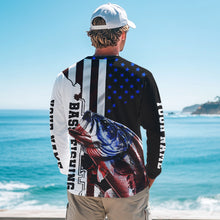 Load image into Gallery viewer, Personalized Largemouth Bass Fishing jerseys American flag Bass Long Sleeve Fishing tournament shirts NQS3723
