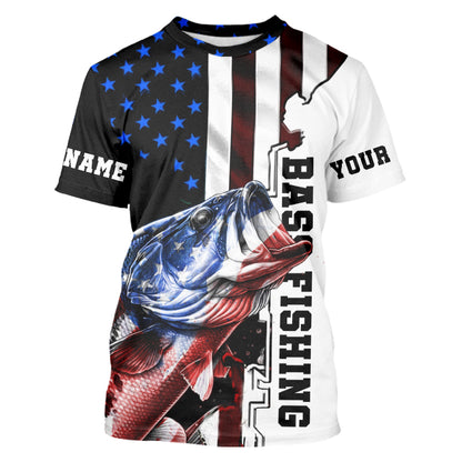 Personalized Largemouth Bass Fishing jerseys American flag Bass Long Sleeve Fishing tournament shirts NQS3723