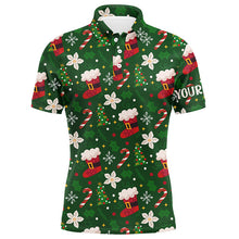 Load image into Gallery viewer, Funny Green Christmas pattern custom Men golf polo shirts, personalized Christmas golf gifts for team NQS8678