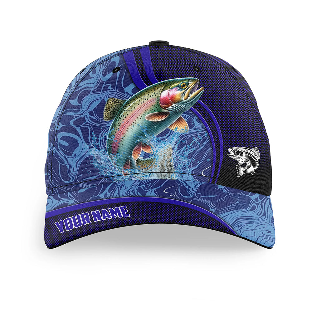 Rainbow Trout fishing blue camo Custom fishing hat Unisex Fishing Baseball freshwater Angler hat cap NQS11024