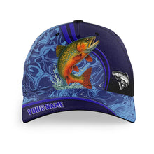 Load image into Gallery viewer, Brook Trout fishing blue camo Custom fishing hat Unisex Fishing Baseball freshwater Angler hat cap NQS11025